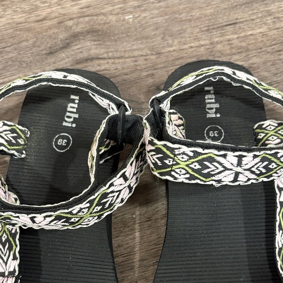 Rubi Universal Sandals Stylish Black Pink Green Size 39 - Picture 5 of 6